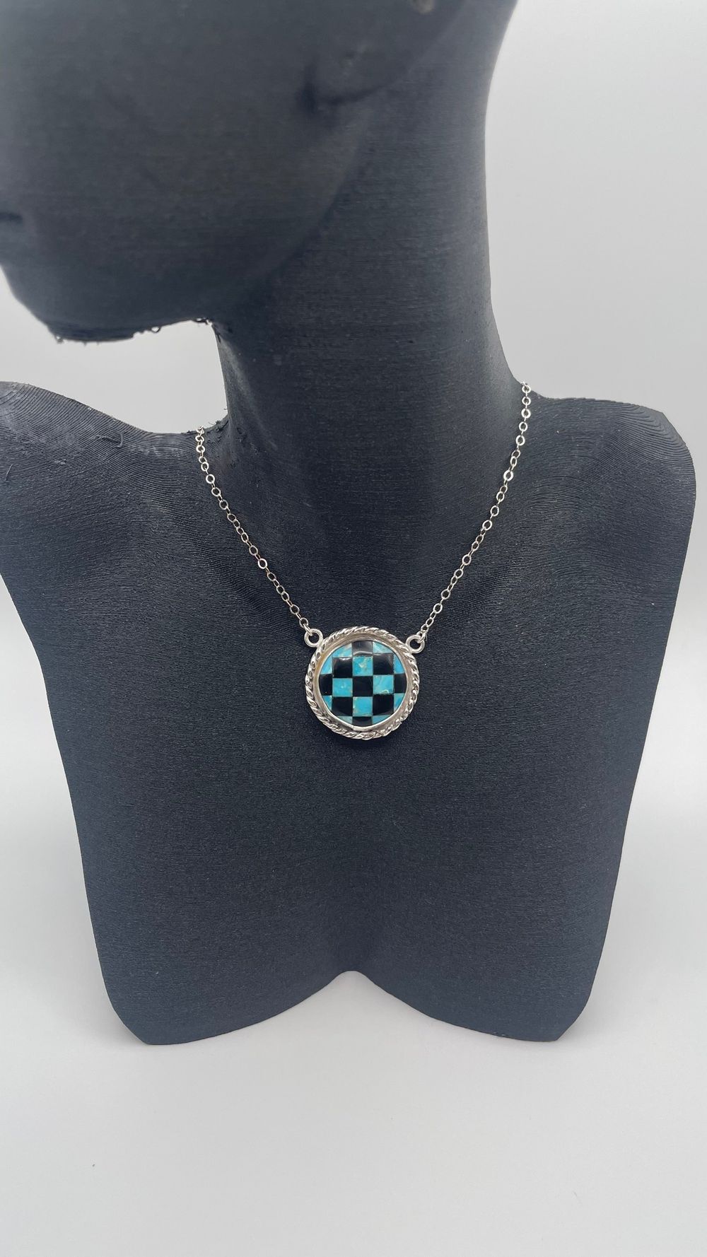 Turquoise & Onyx Checkered Necklace